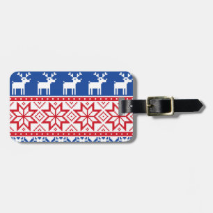 Nordic Reindeer and Snowflakes Luggage Tag