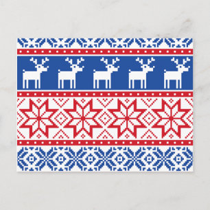 Nordic Reindeer and Snowflakes Postcard