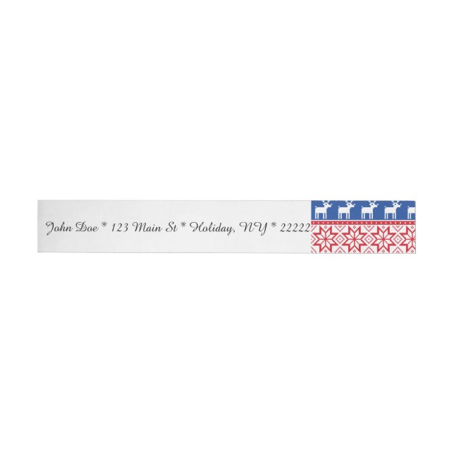 Nordic Reindeer and Snowflakes Wraparound Address Label (Individual)