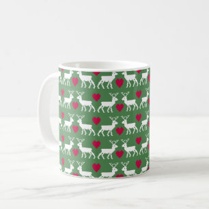 Nordic Reindeer & Hearts Pattern Coffee Mug