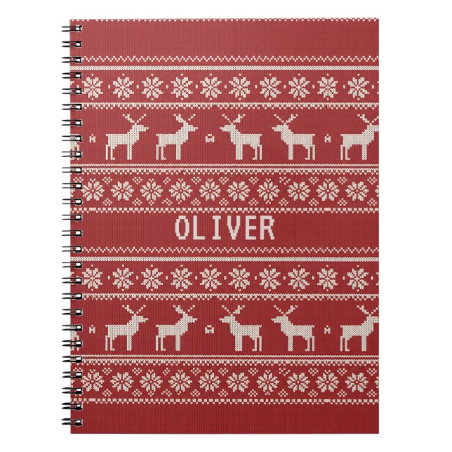 Nordic Reindeer Knit Pattern Personalized  Notebook (Front)