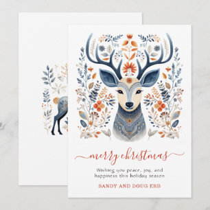 Nordic Reindeer Merry Christmas Holiday Card