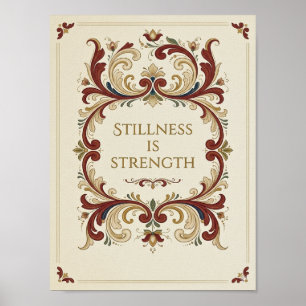 Nordic Rosemaling Poster, “Stillness is Strength”  Poster