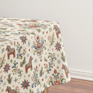 Nordic Rosmaling Norwegian Folk Art Tablecloth