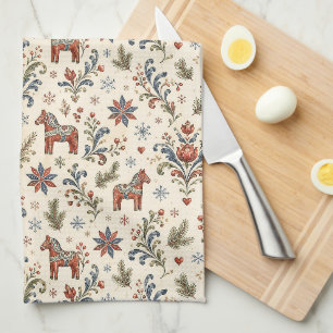 Nordic Rosmaling Norwegian Folk Art Tea Towel
