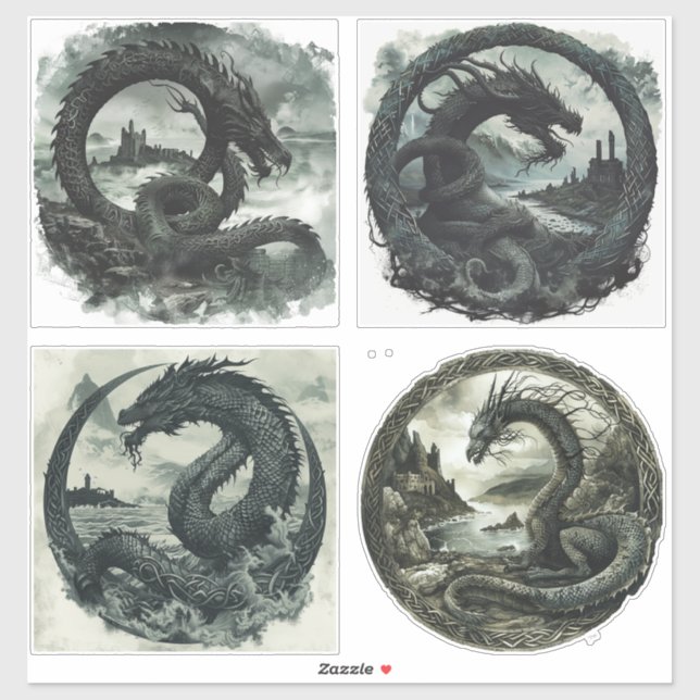 Nordic Samhain Sticker Set - Dragon Design (Sheet)