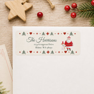 Nordic Santa & Dog Christmas Address Label