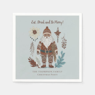 Nordic Santa Eat Drink Be Merry Christmas Napkin