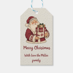 Nordic Santa with Stacked Christmas Gift Box Tags