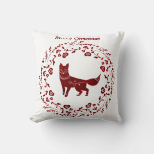 Nordic/Scandi Christmas Fox. Editable text. Cushion
