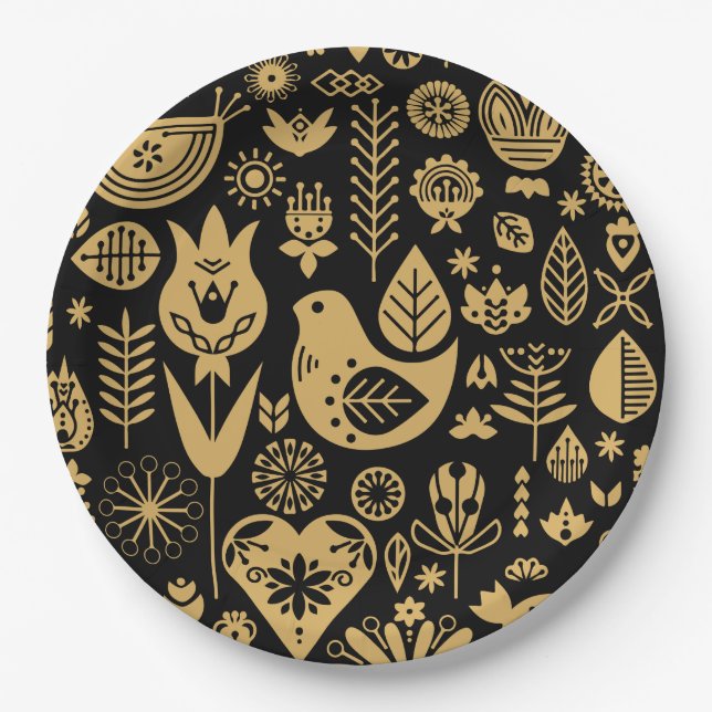 Nordic Scandinavian Christmas Decorations Paper Plate (Front)