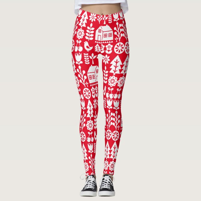 Nordic Scandinavian Christmas Leggings (Front)