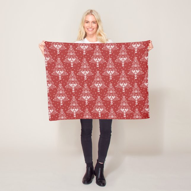 Nordic Scandinavian Christmas Tree Magic Fleece Blanket (In Situ)