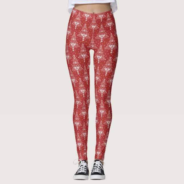 Nordic Scandinavian Christmas Tree Magic Leggings (Front)