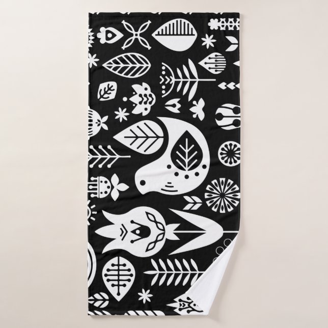 Nordic Scandinavian Folk Pattern Art   Bath Towel (Bath Towel)