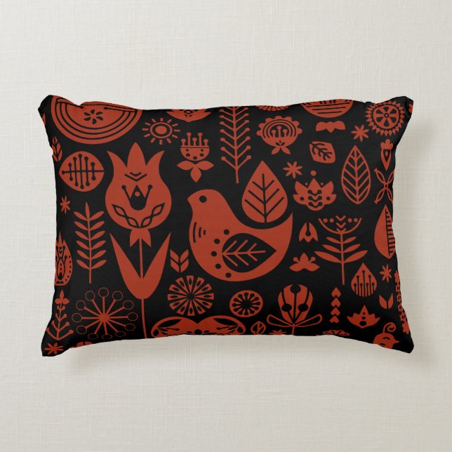 Nordic Scandinavian Folk Pattern Art   Decorative Cushion (Front)