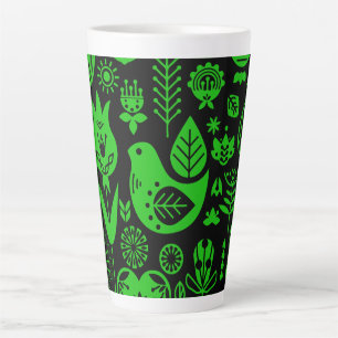Nordic Scandinavian Folk Pattern Art   Latte Mug