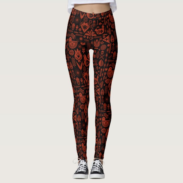 Nordic Scandinavian Folk Pattern Art   Leggings (Front)