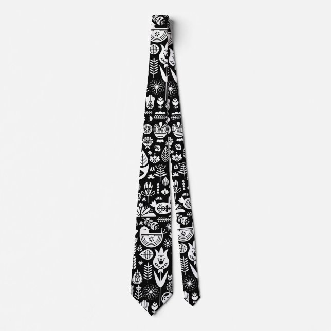 Nordic Scandinavian Folk Pattern Art   Tie (Front)