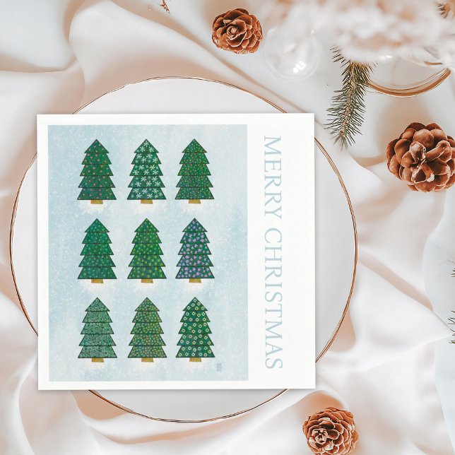 Nordic Scandinavian Geometric Christmas Trees Napkin (Creator Uploaded)