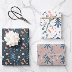 Nordic Scandinavian Pattern Christmas Tree Wrapping Paper Sheet
