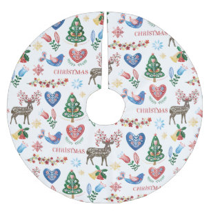 Nordic Scandinavian Style Christmas Pattern Brushed Polyester Tree Skirt