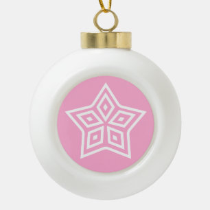 Nordic Scandinavian style star white pink Ceramic Ball Christmas Ornament