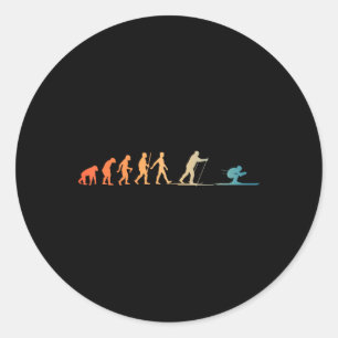 Nordic Ski Art Men Women Snowboard Skier Skiing Lo Classic Round Sticker