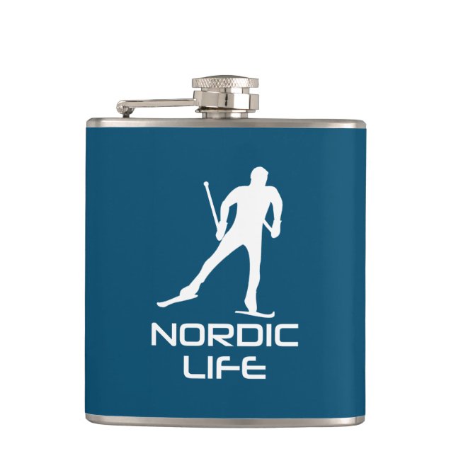 Nordic Skiing Life Hip Flask (Front)