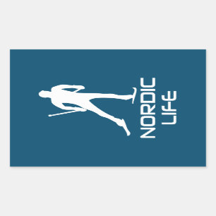 Nordic Skiing Life Rectangular Sticker