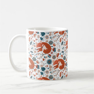 Nordic sleeping fox pattern coffee mug