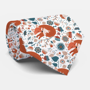 Nordic sleeping fox pattern  tie