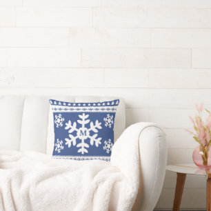 Nordic snowflake and tree pattern cushion