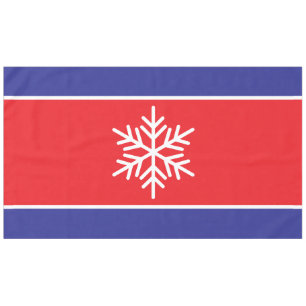 Nordic Snowflake Bright Red Deep Blue Stripes Tablecloth