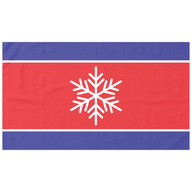 Nordic Snowflake Bright Red Deep Blue Stripes Tablecloth (Front (Horizontal))