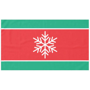 Nordic Snowflake Bright Red Green Blue Stripes Tablecloth