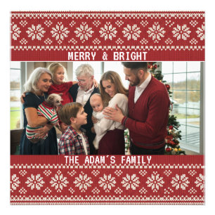 Nordic Snowflake Christmas Family Photo Print