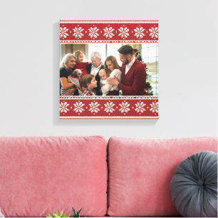 Nordic Snowflake Christmas Frame Photo Canvas Print