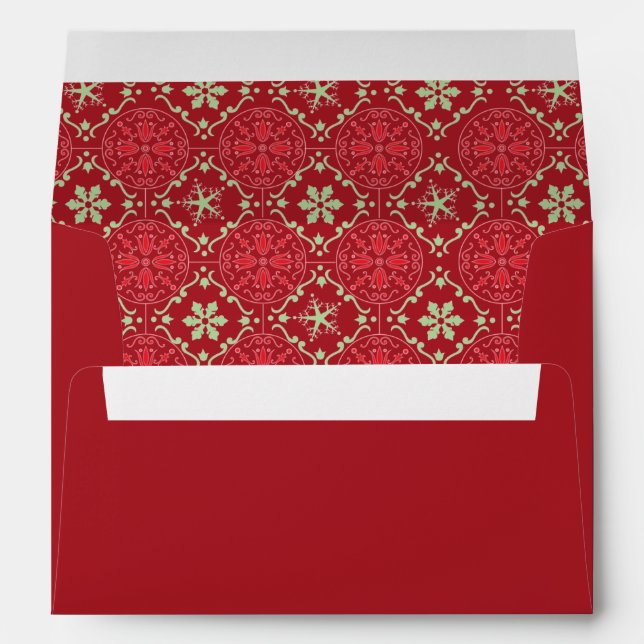 Nordic Snowflake Pattern Coordinating in Red 5x7 Envelope (Back (Bottom))