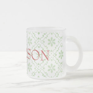 Nordic Snowflake Pattern Frosted Custom Name Glass Coffee Mug