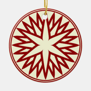 Nordic Snowflake (Red on Ivory) Personalised Ceramic Tree Decoration