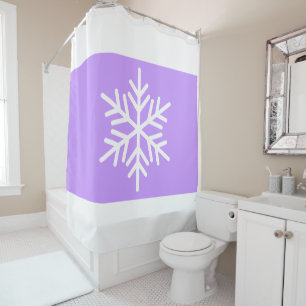 Nordic Snowflake Wide Light Purple White Stripes Shower Curtain