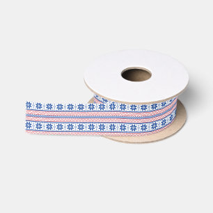 Nordic Snowflakes Christmas Pattern Satin Ribbon