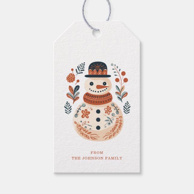 Nordic Snowman Gift Tags (Front)