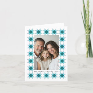 Nordic Star Frame Blue Aqua Holiday Card