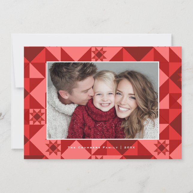 Nordic Star Frame red and festive Holiday Card (Front)