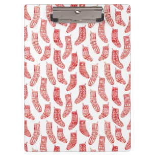 Nordic Stockings Red and White Clipboard