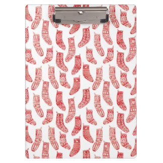Nordic Stockings Red and White Clipboard