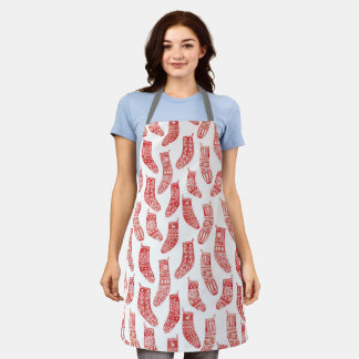 Nordic Stockings Red White Apron