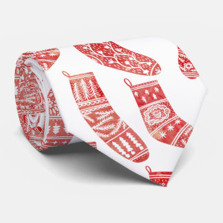 Nordic Stockings Scandinavian Christmas Red White Tie